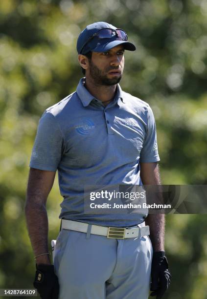 Aaron Rai of England prepares to play his shot from the fourth tee during the Sanderson Farms Championship at The Country Club of Jackson on...