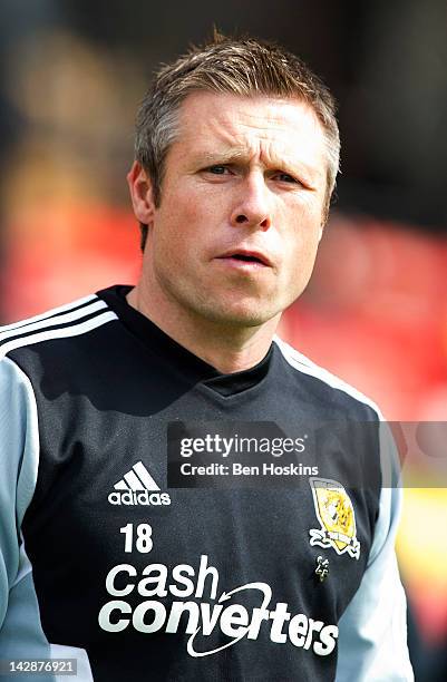 Hull manager Nick Barmby looks on prior to the npower Championship match between Watford and Hull City at Vicarage Road on April 14, 2012 in Watford,...