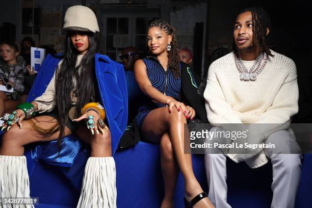 Erykah Badu, Halle Bailey and DDG attend the Off-White Womenswear Spring/Summer 2023 show as part of Paris Fashion Week on September 29, 2022 in...