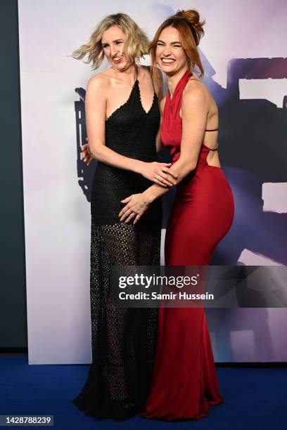 Laura Carmichael and Lily James attend the BFI London Film Festival Luminous Gala at The Londoner Hotel on September 29, 2022 in London, England.