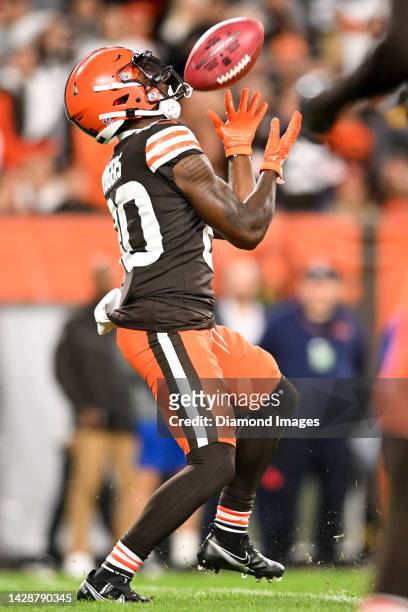 Chester Rogers of the Cleveland Browns catches a punt during the second half against the Pittsburgh Steelers at FirstEnergy Stadium on September 22,...