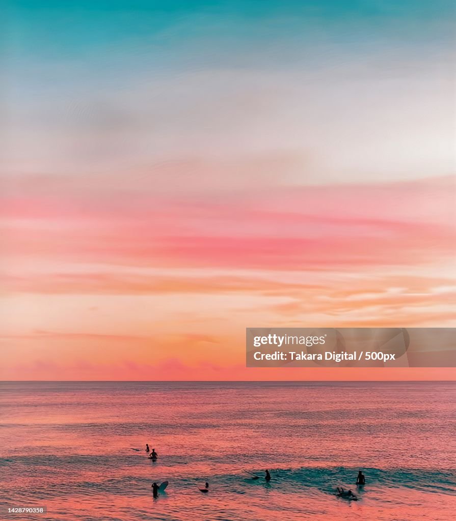 Scenic view of sea against sky during sunset,Hawaii,United States,USA