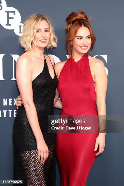 Laura Carmichael and Lily James attend the BFI London Film Festival Luminous Gala at The Londoner Hotel on September 29, 2022 in London, England.