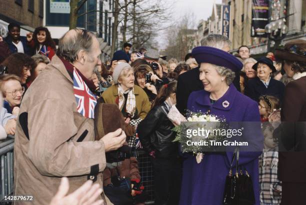 Queen Elizabeth II visits Croydon in south London, 16th February 1996.