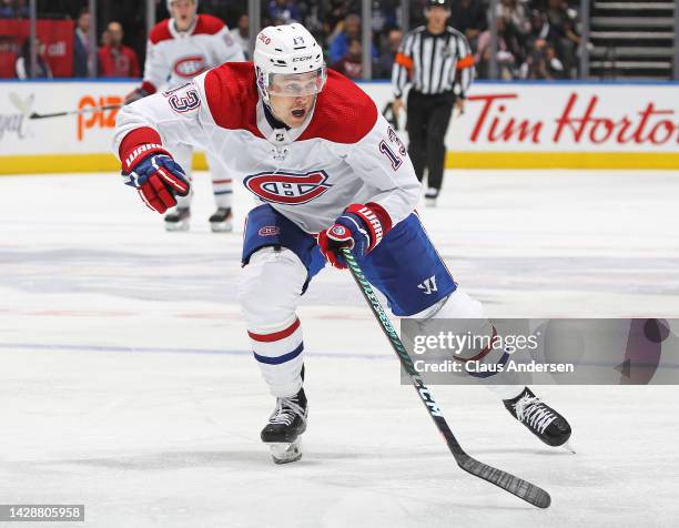 Mitchell Stephens of the Montreal Canadiens skates against the Toronto Maple Leafs during an NHL pre-season game at Scotiabank Arena on September 28,...