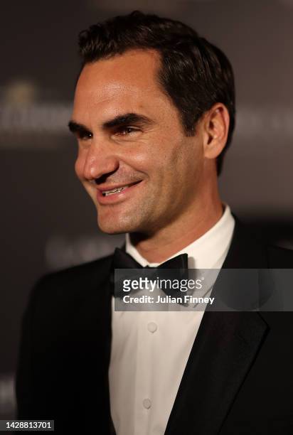 Roger Federer of Team Europe arrives at the Gala Dinner at Somerset House ahead of the Laver Cup at The O2 Arena on September 22, 2022 in London,...