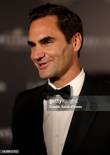 Roger Federer of Team Europe arrives at the Gala Dinner at Somerset House ahead of the Laver Cup at The O2 Arena on September 22, 2022 in London,...