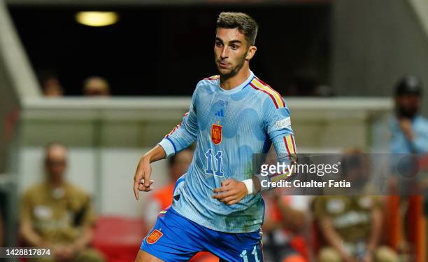 Ferran Torres of Spain during the UEFA Nations League - League Path Group 2 match between Portugal and Spain at Estadio Municipal de Braga on...