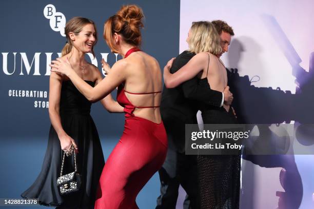 Laura Carmichael, Lily James, Hannah Redmayne and Eddie Redmayne attend the BFI London Film Festival Luminous Gala at The Londoner Hotel on September...