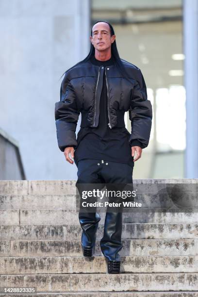 Designer Rick Owens walks the runway during the Rick Owens Womenswear Spring/Summer 2023 show as part of Paris Fashion Week on September 29, 2022 in...