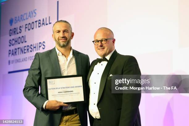 James Mooney receives the highly commended award for Outstanding strategic influence of decision makers and stakeholders presented by Tom Corbett...