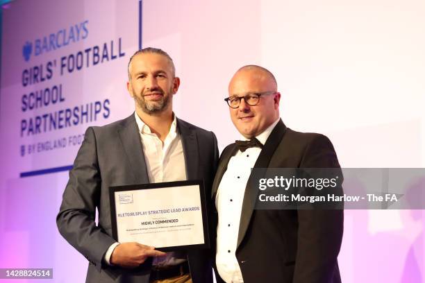 James Mooney receives the highly commended award for Outstanding strategic influence of decision makers and stakeholders presented by Tom Corbett...