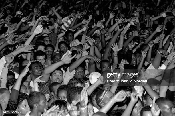 General view of the crowd during the 1985 Fresh Fest at the Providence Civic Center in Providence, Rhode Island in August 1985.