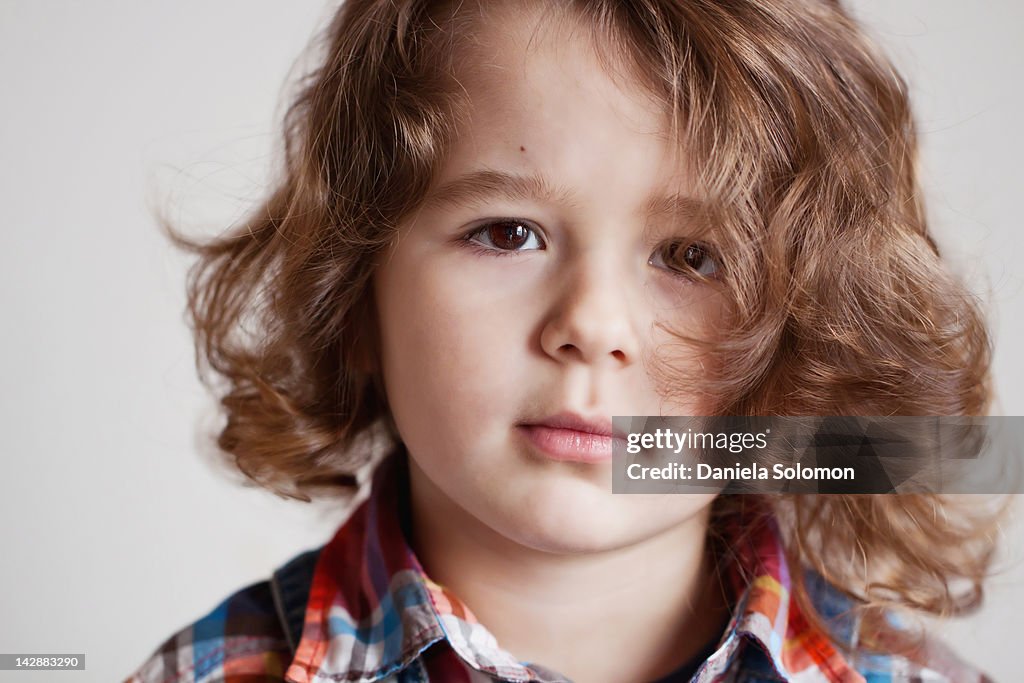 Portrait of boy with curly hair