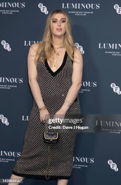 Honor Swinton Byrne attends the BFI London Film Festival Luminous Gala at The Londoner Hotel on September 29, 2022 in London, England.
