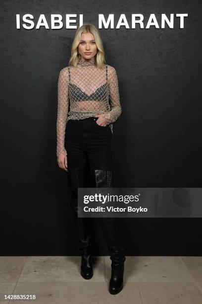 Elsa Hosk attends the Isabel Marant Womenswear Spring/Summer 2023 show as part of Paris Fashion Week on September 29, 2022 in Paris, France.
