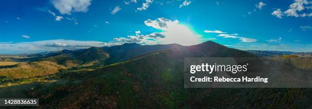 panoramic aerial drone photograph of autumn leaves in park city, utah on september 28, 2022. - park city utah 個照片及圖片檔