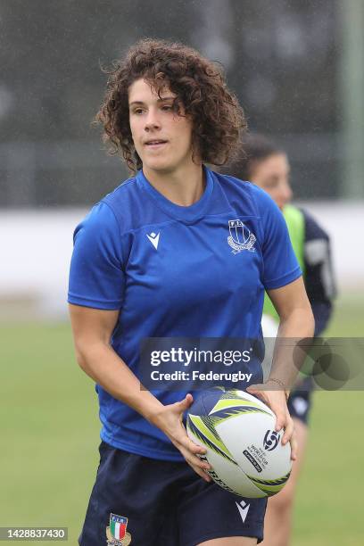 Aura Muzzo of Italy during the Italian Women's Rugby training session at the AUT Millenium Institute on September 30, 2022 in Auckland, New Zealand.