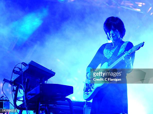 Suki Ewersl of the band Mazzy Star performs during the 2012 Coachella Music Festival at The Empire Polo Club on April 13, 2012 in Indio, California.