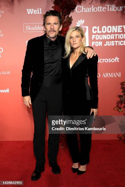 Ethan Hawke and Ryan Shawhughes attend the Clooney Foundation For Justice Inaugural Albie Awards at New York Public Library on September 29, 2022 in...
