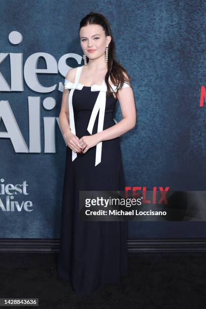 Chiara Aurelia attends Netflix's "Luckiest Girl Alive" premiere at Paris Theater on September 29, 2022 in New York City.