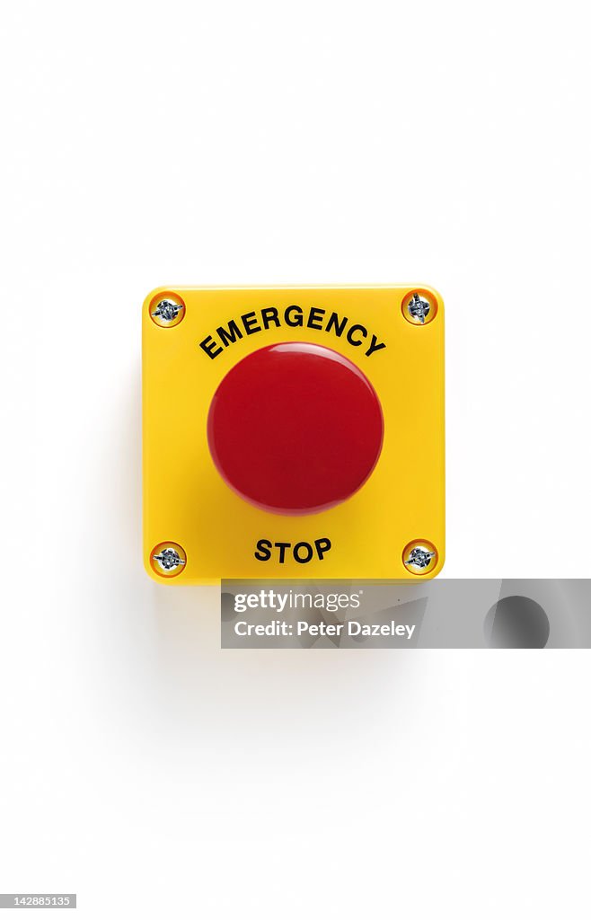 Close up of emergency stop panic button with