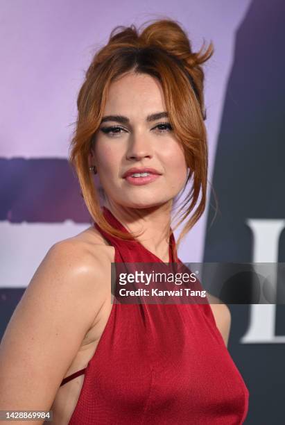Lily James attends the BFI London Film Festival Luminous Gala at The Londoner Hotel on September 29, 2022 in London, England.