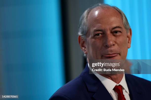 Candidate Ciro Gomes of Democratic Labour Party reacts before the third and final debate organized by Globo ahead of presidential elections on...