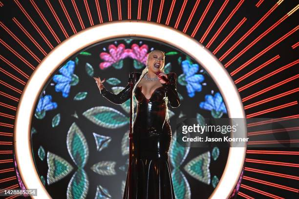 Christina Aguilera performs onstage during the 2022 Billboard Latin Music Awards at Watsco Center on September 29, 2022 in Coral Gables, Florida.
