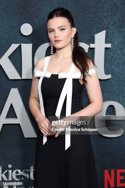 Chiara Aurelia attends the Luckiest Girl Alive NYC Premiere at Paris Theater on September 29, 2022 in New York City.