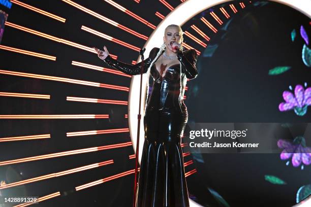 Christina Aguilera performs onstage during the 2022 Billboard Latin Music Awards at Watsco Center on September 29, 2022 in Coral Gables, Florida.