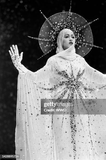 Model Pat Cleveland as the Madonna. In March 1984 Thierry Mugler celebrated the tenth anniversary of his ready to wear label with the first...