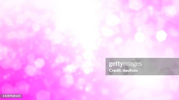 a horizontal creative glittery fuchsia pink or lavender mauve colored twinkling christmas or diwali bokeh lights empty blank sparkling xmas festive backgrounds with hexagon shaped glitter - mauveine stock illustrations