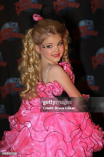 Eden Wood promotes Logo's "Eden's World" as she visits Planet Hollywood Times Square on April 13, 2012 in New York City.