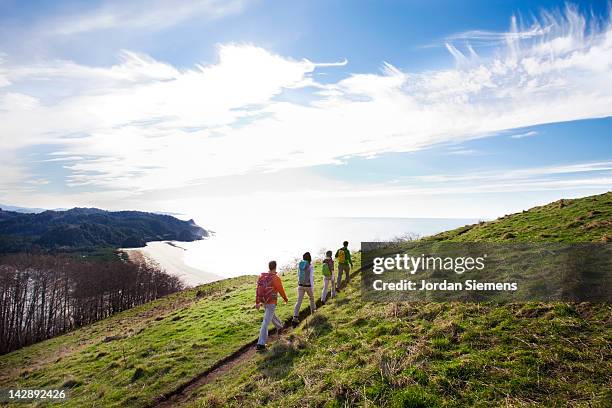 a group of friends on a hike. - portland - oregon bildbanksfoton och bilder