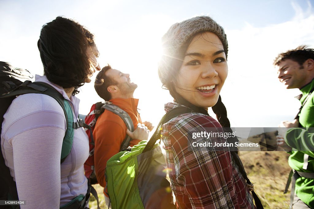 A group of friends on a hike.