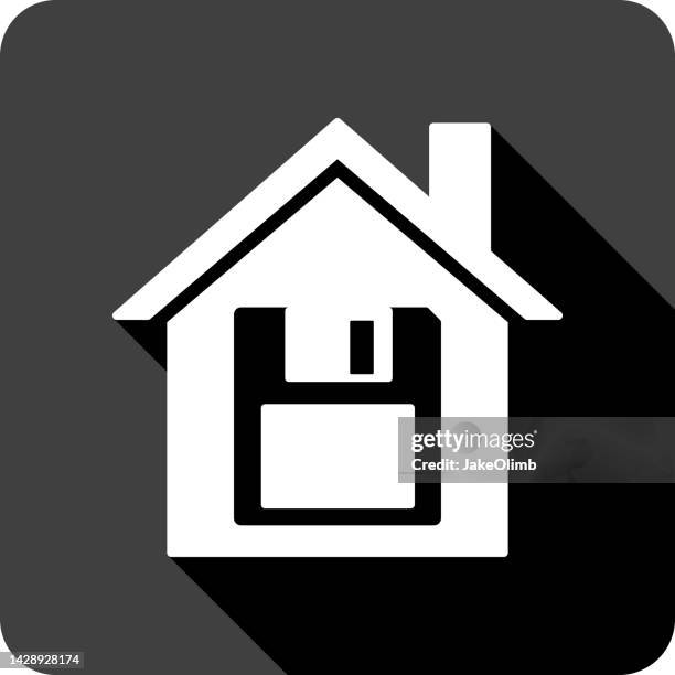 house floppy disk icon silhouette 2 - retro floppy disk stock illustrations