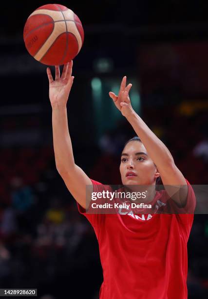 Aislinn Konig of Canada warms up during the 2022 FIBA Women's Basketball Semi Final match between Canada and USA at Sydney Superdome, on September 30...