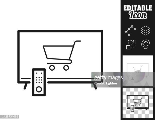 online shopping with tv. icon for design. easily editable - flat screen stock illustrations