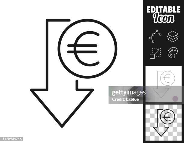 euro decrease. icon for design. easily editable - european-union-euro-note stock illustrations