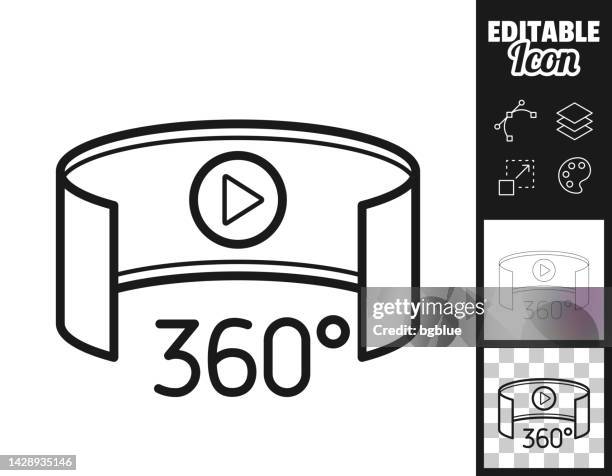 360 degree view - virtual reality. icon for design. easily editable - play button 3d stock illustrations