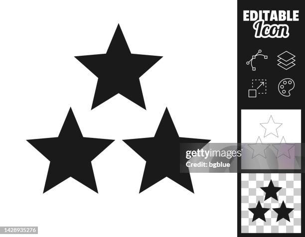 ilustraciones, imágenes clip art, dibujos animados e iconos de stock de tres estrellas. icono para el diseño. fácilmente editable - estrella