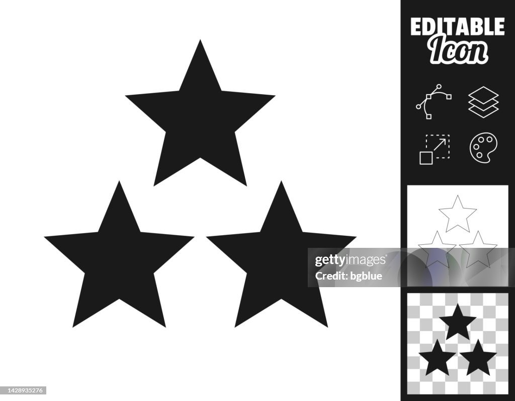 Three stars. Icon for design. Easily editable