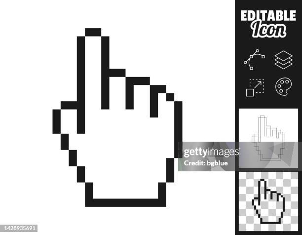 bildbanksillustrationer, clip art samt tecknat material och ikoner med pixel hand cursor. icon for design. easily editable - cursor hand