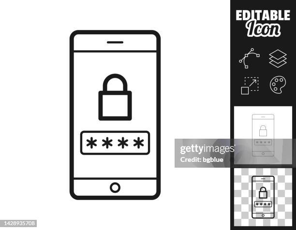 smartphone with password. icon for design. easily editable - authentication-icon stock illustrations