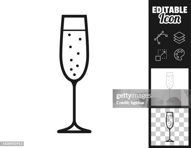 glass of champagne. icon for design. easily editable - champagne bubbles stock illustrations