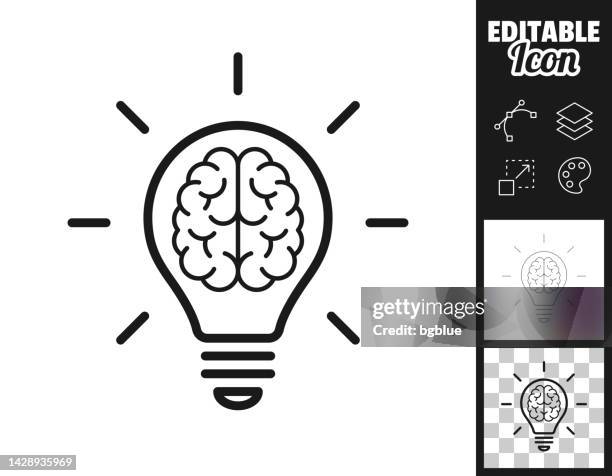 stockillustraties, clipart, cartoons en iconen met brain inside light bulb. icon for design. easily editable - gloeilamp