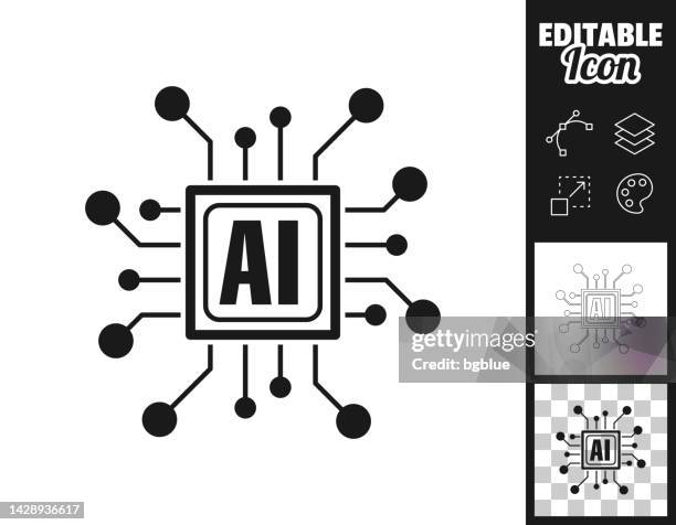 processor with artificial intelligence ai. icon for design. easily editable - quantum stock illustrations