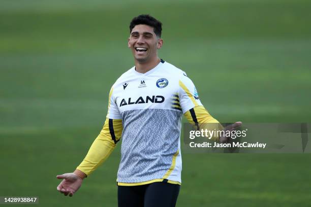 Bailey Simonsson of the Eels during a Parramatta Eels NRL training session at Kellyville Park on September 30, 2022 in Sydney, Australia.