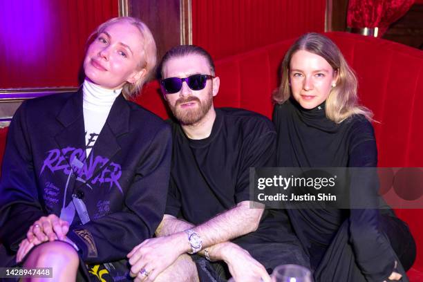 Designer Demna Gvasalia poses with a guest at the "VTMNTS Uncensored" Art Book by Slava Mogutin & Guram Gvalia Launch as part of Paris Fashion Week...